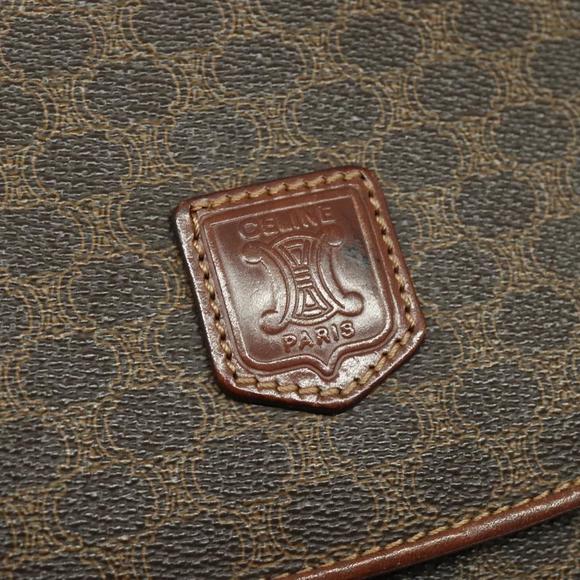 CELINE Macadam Canvas Clutch Bag PVC Leather Brown Gold Auth bs23653 - Picture 12 of 16